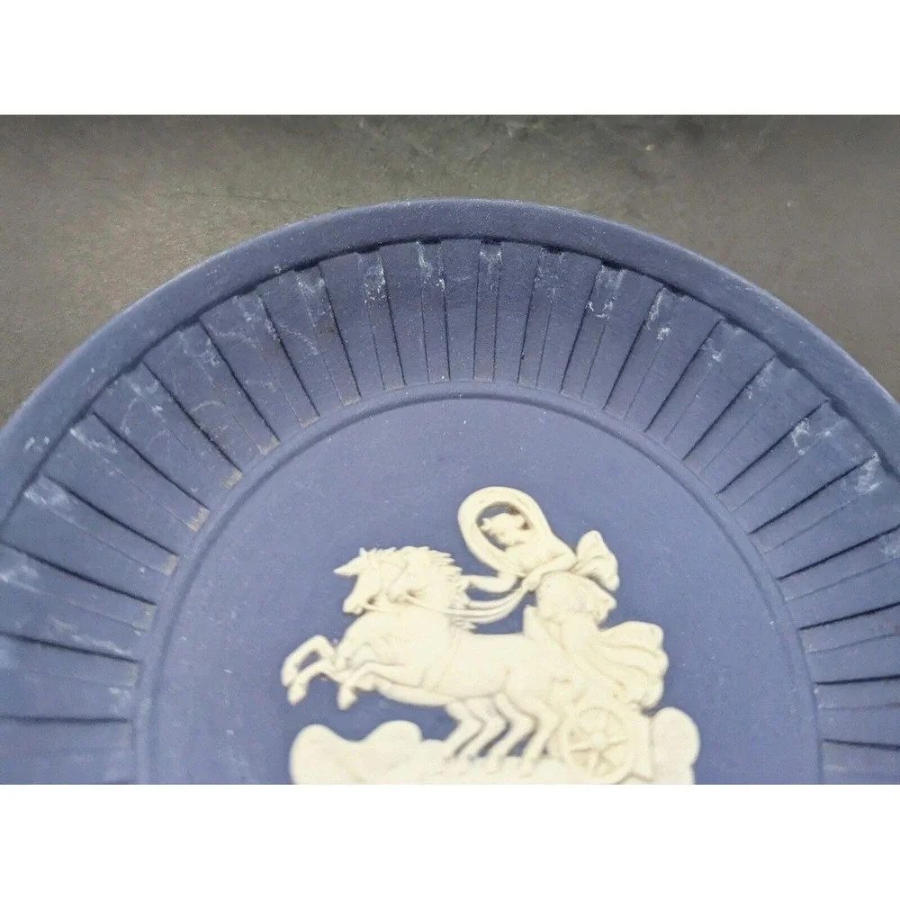 Vintage Wedgwood England Jasperware Blue Pin Tray Classical Theme 4.5